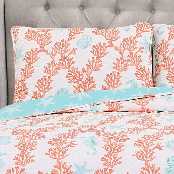 Dina Coral Quilt 3 Piece Set