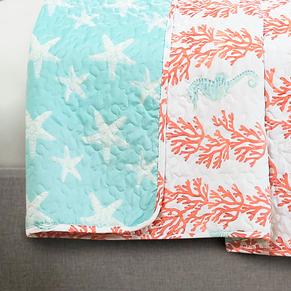 Dina Coral Quilt 3 Piece Set