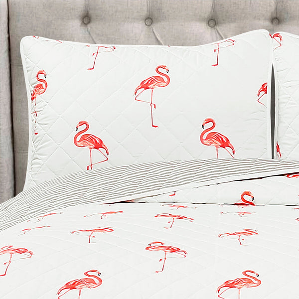 Kelly Flamingo Quilt 3 Piece Set