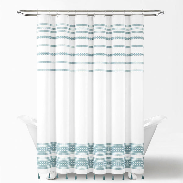 Breezy Chic Tassel Jacquard Recycled Cotton Shower Curtain