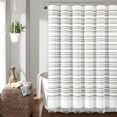 Urban Woven Yarn Dyed Recycled Cotton Blend Shower Curtain