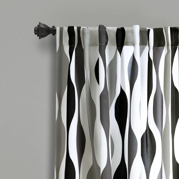 Mid Century Geo Light Filtering Window Curtain Panel Set