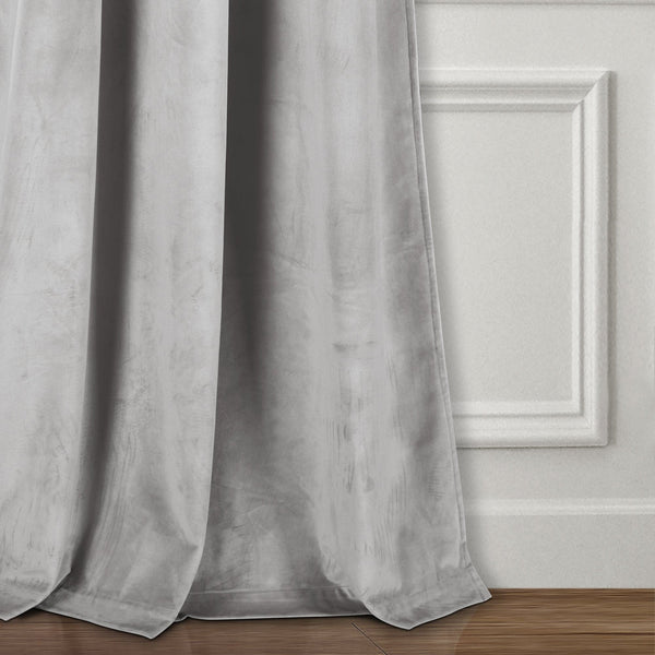 Prima Velvet Solid Grommet Light Filtering Window Curtain Panel Set