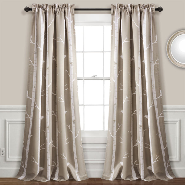 Bird on the Tree Light Filtering Window Curtain Set