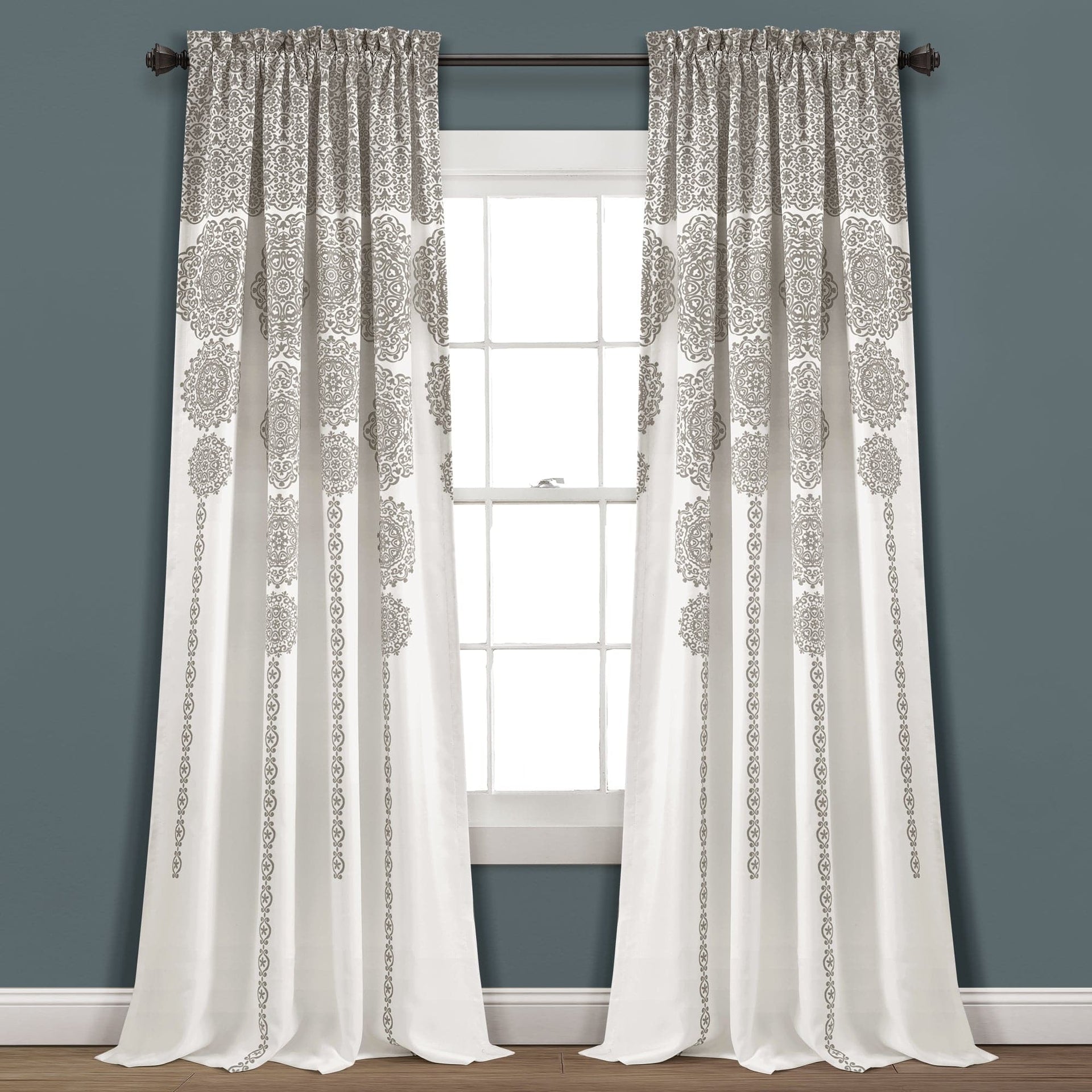 Stripe Medallion Light Filtering Window Curtain Set