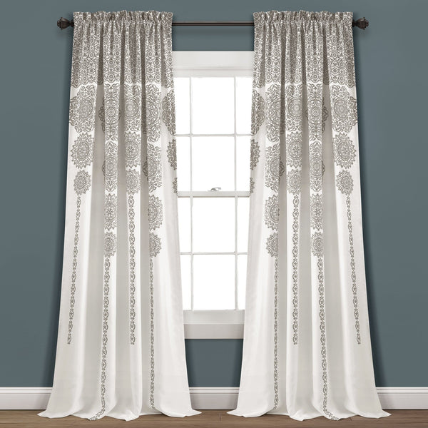 Stripe Medallion Light Filtering Window Curtain Set