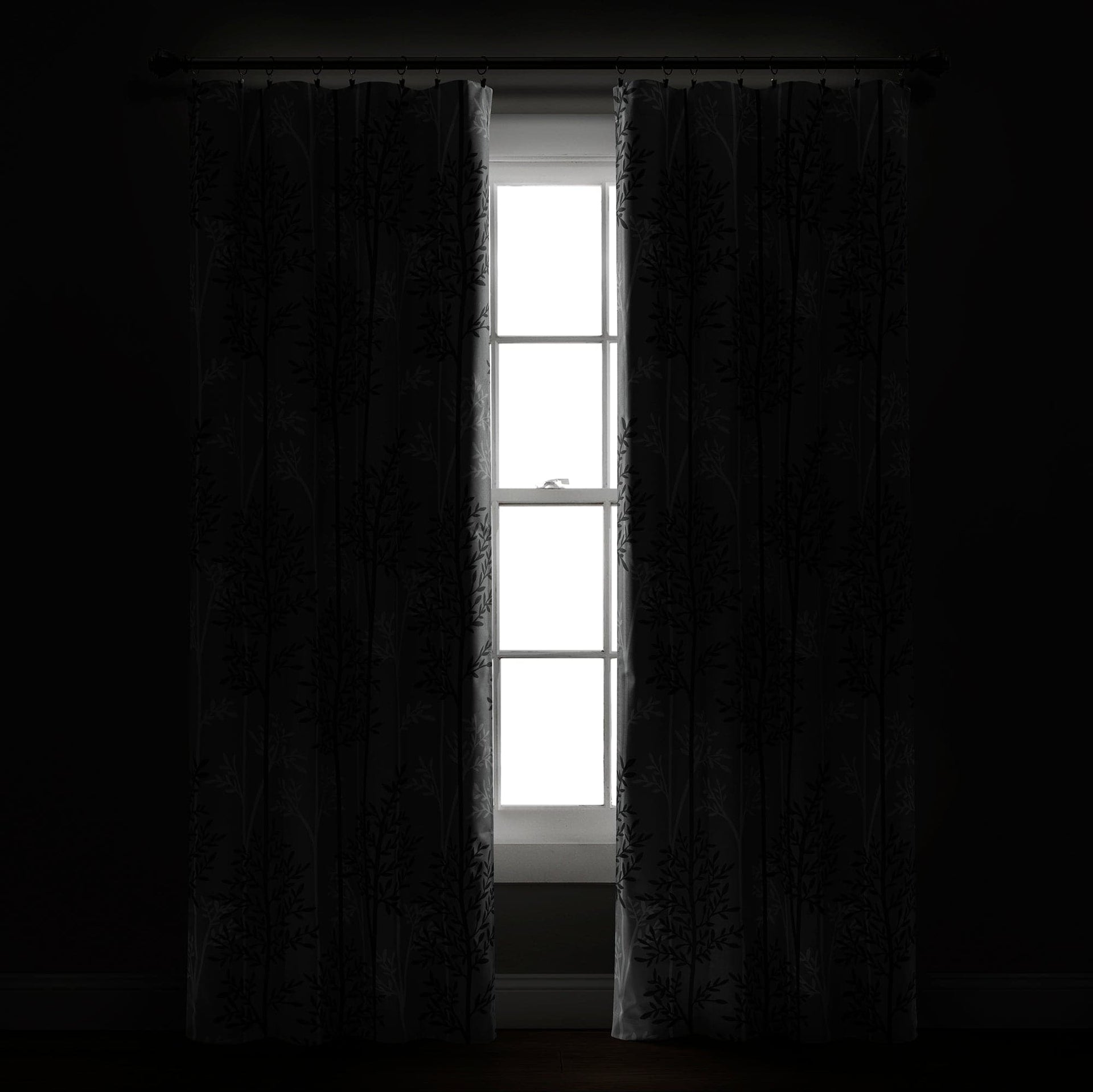 Linear Tree Insulated Rod Pocket Blackout Curtain Panel Set