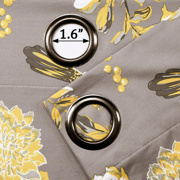 Farmhouse Bird And Flower Insulated Grommet Blackout Window Curtain Panel Set