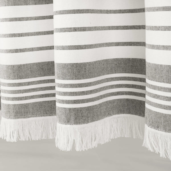 Nantucket Yarn Dyed Tassel Fringe Window Curtain Panel Set