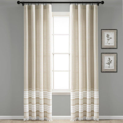 Nantucket Yarn Dyed Tassel Fringe Window Curtain Panel Set