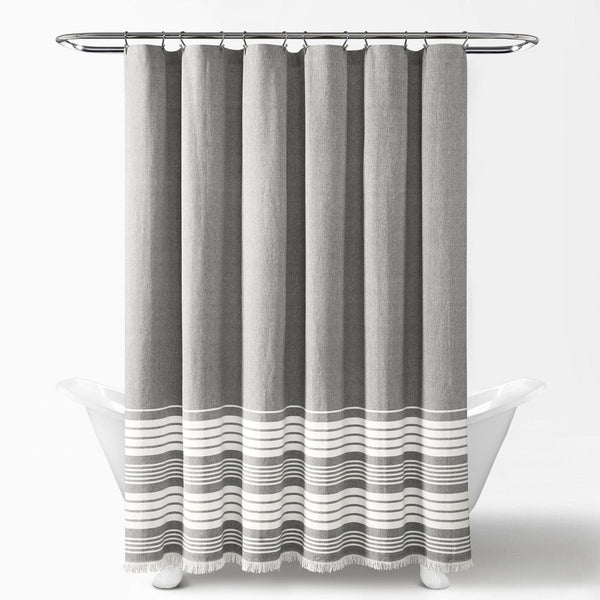 Nantucket Yarn Dyed Tassel Fringe Shower Curtain