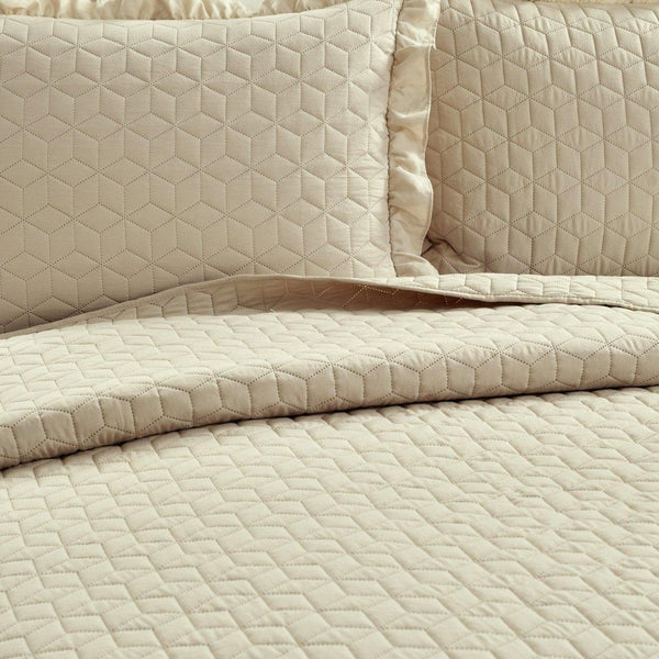 French Country Geo Ruffle Skirt 3 Piece Bedspread Set