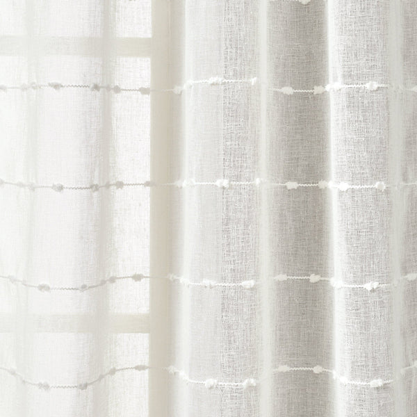 Farmhouse Textured Grommet Sheer Window Curtain Panel Set