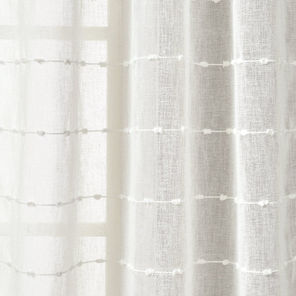 Farmhouse Textured Sheer Back Tab Rod Pocket Window Curtain Panel Set