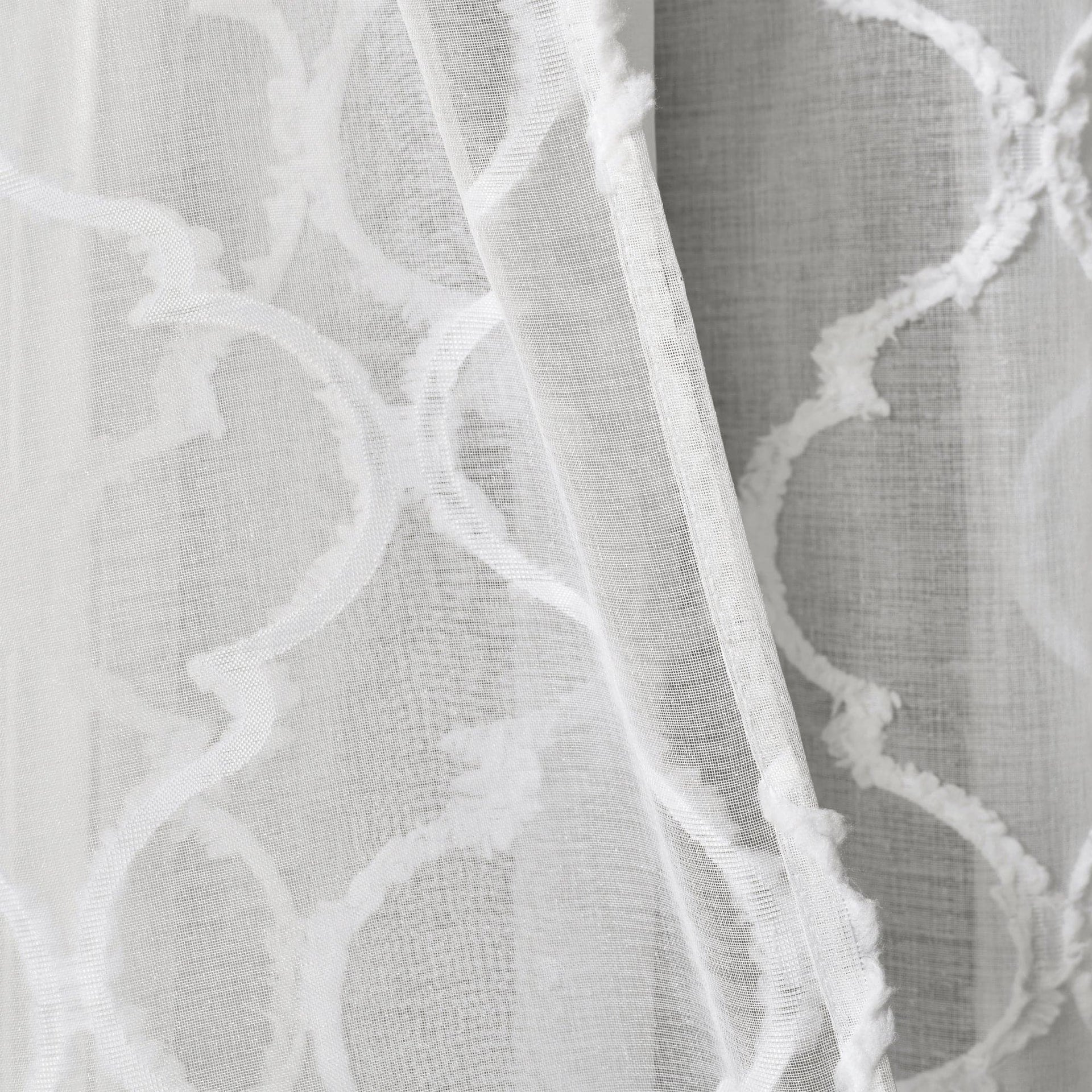 Avon Trellis Grommet Sheer Window Curtain Panel Set