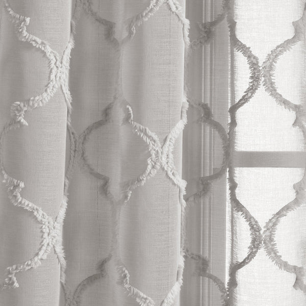 Avon Trellis Grommet Sheer Window Curtain Panel Set