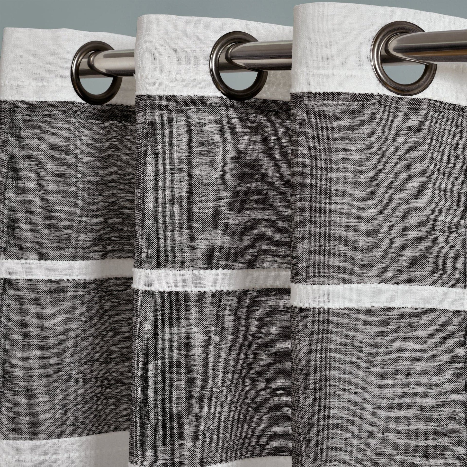 Textured Stripe Grommet Sheer Window Curtain Panel Set