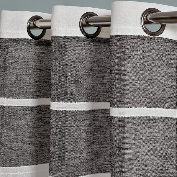 Textured Stripe Grommet Sheer Window Curtain Panel Set
