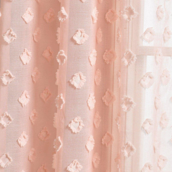 Textured Dot Grommet Sheer Window Curtain Panel Set