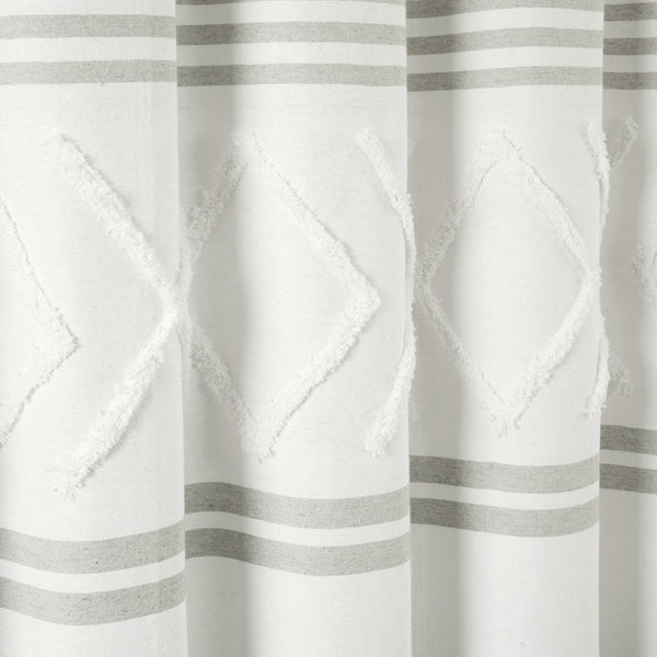 Urban Diamond Stripe Woven Tufted Recycled Cotton Blend Shower Curtain