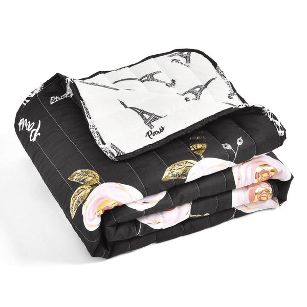 Vintage Paris Rose Butterfly Script Throw
