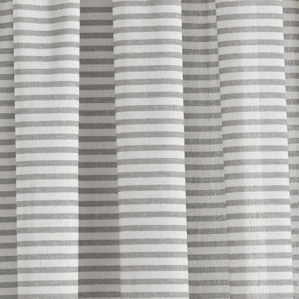 Boho Coastal Horizontal Ticking Stripe Tassel Window Curtain Panel Set