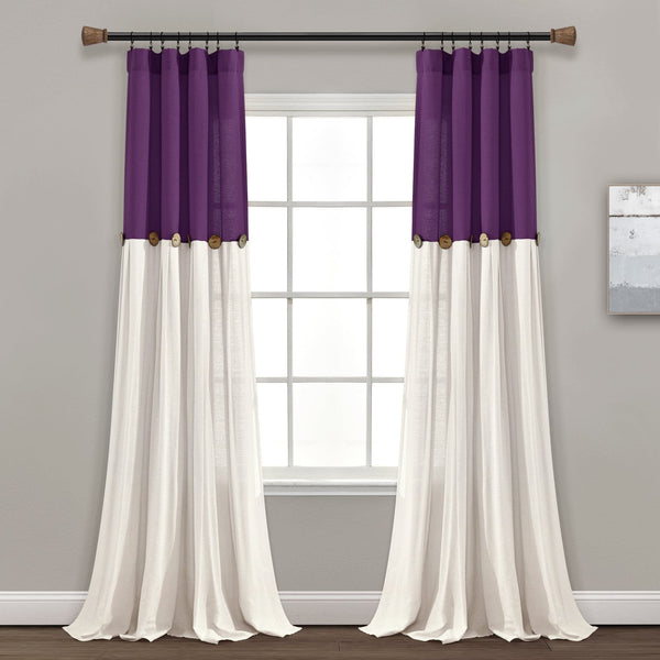 Linen Button Window Curtain Panel