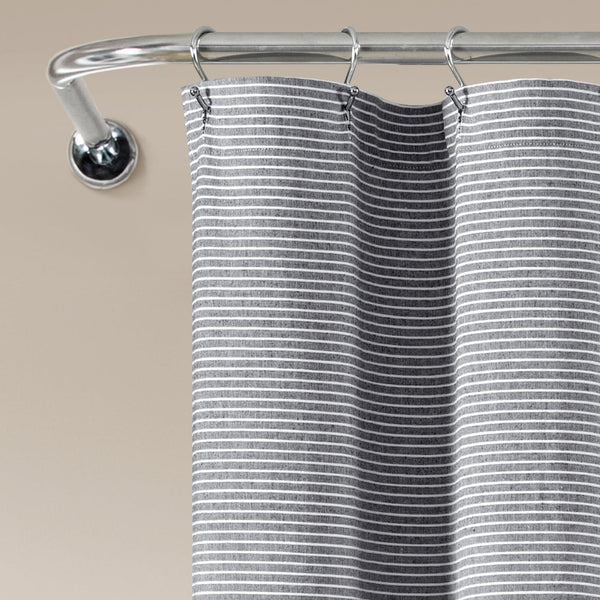 Farmhouse Button Stripe Yarn Dyed Shower Curtain