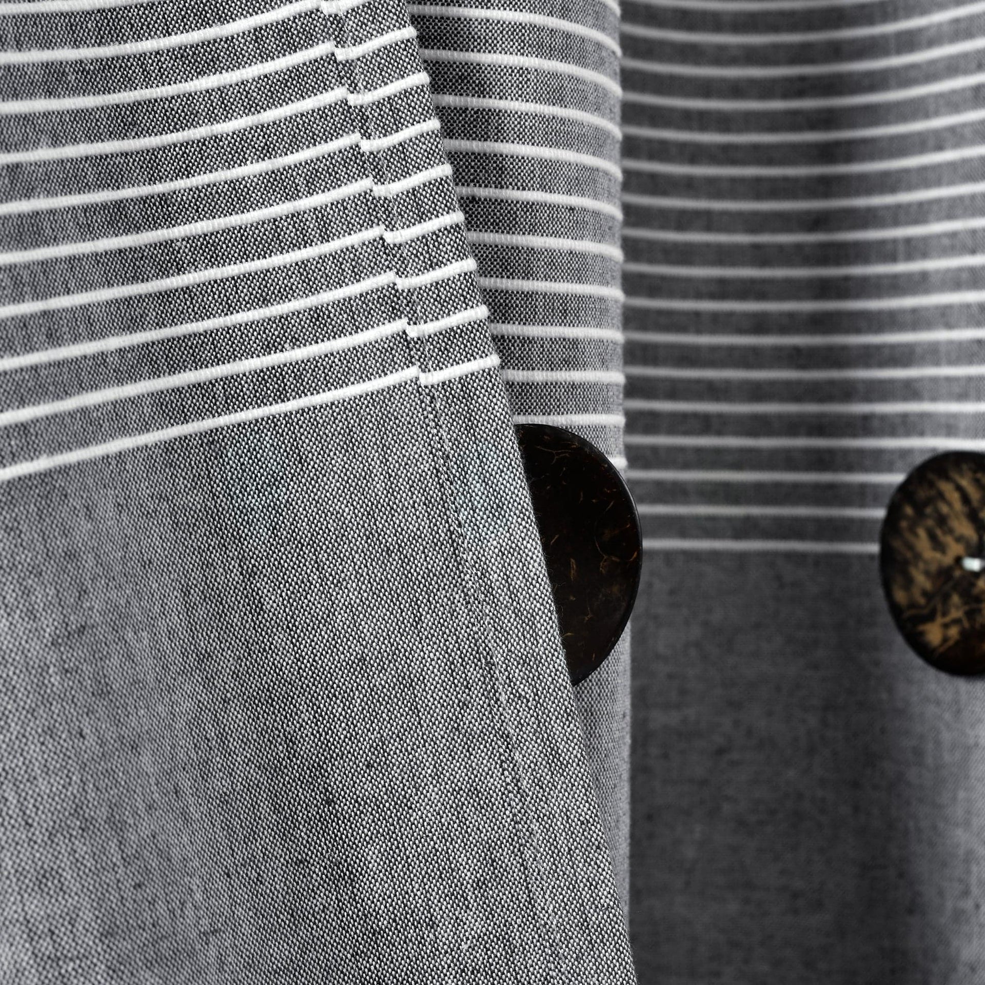 Farmhouse Button Stripe Yarn Dyed Shower Curtain