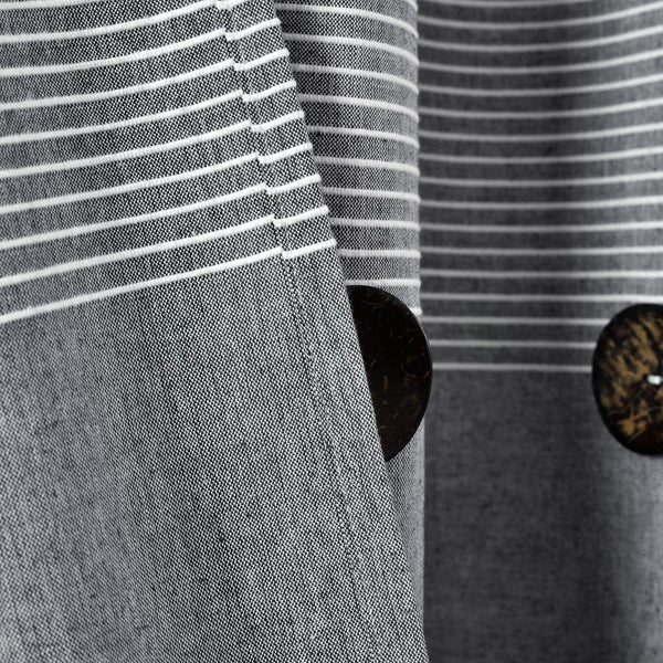 Farmhouse Button Stripe Yarn Dyed Shower Curtain