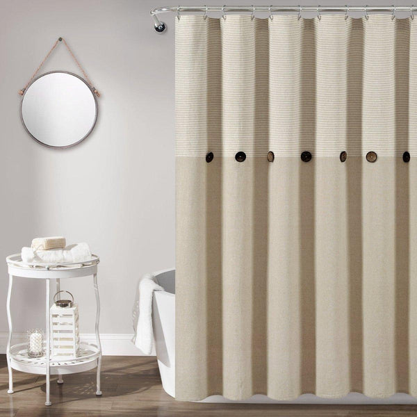 Farmhouse Button Stripe Yarn Dyed Shower Curtain