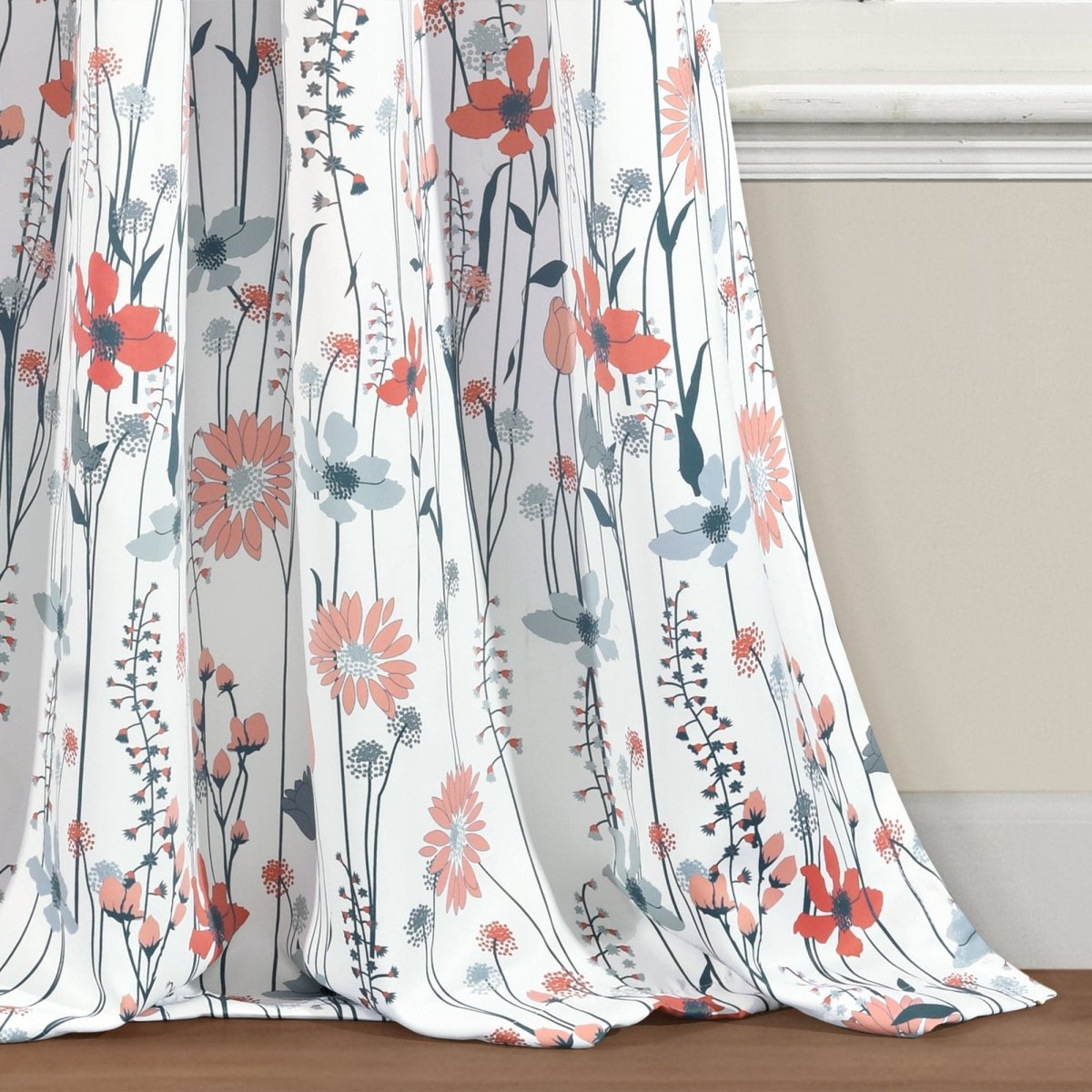 Clarissa Floral Light Filtering Window Curtain Panel Set