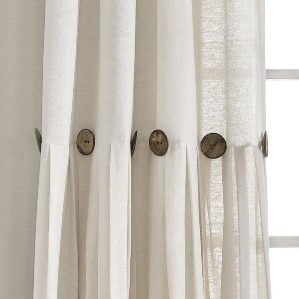Linen Button Window Curtain Panel