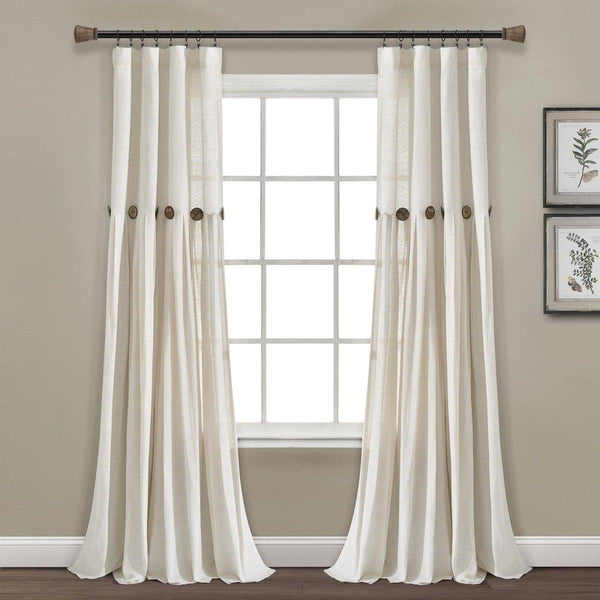 Linen Button Window Curtain Panel