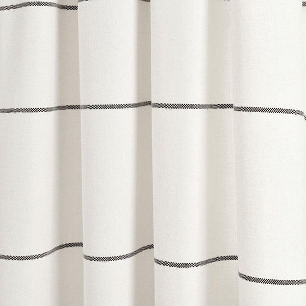 Farmhouse Boho Stripe Woven Tassel Yarn Dyed Recycled Cotton Blend Window Curtain Panel Set