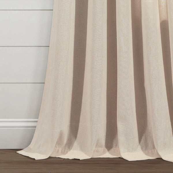 Ivy Tassel Faux Linen Window Curtain Panel Set