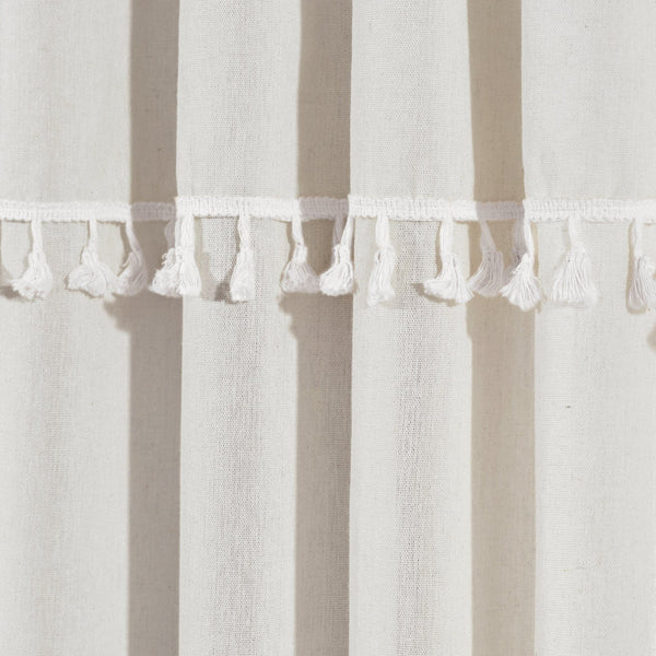 Ivy Tassel Faux Linen Window Curtain Panel Set