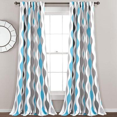 Mid Century Geo Light Filtering Window Curtain Panel Set