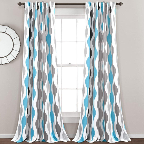 Mid Century Geo Light Filtering Window Curtain Panel Set