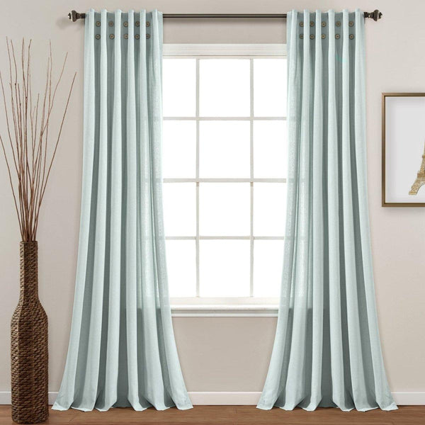 Linen Button Pinched Pleat Window Curtain Panel
