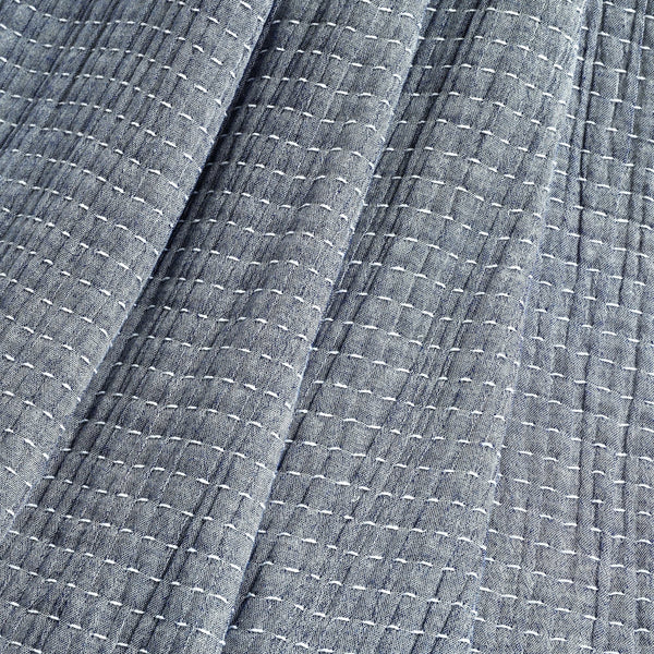 Solid Kantha Pick Stitch Yarn Dyed Cotton Woven Throw