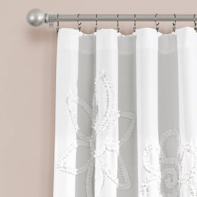 Ruffle Flower Window Curtain Panel Set