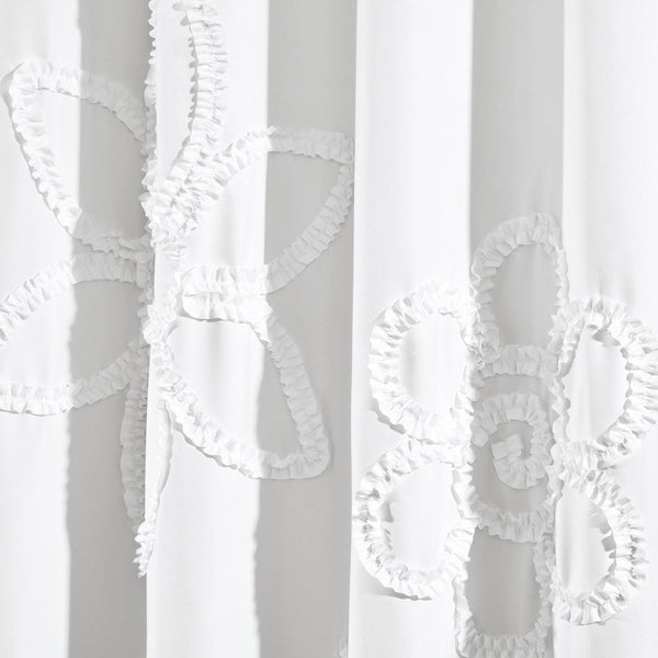Ruffle Flower Window Curtain Panel Set