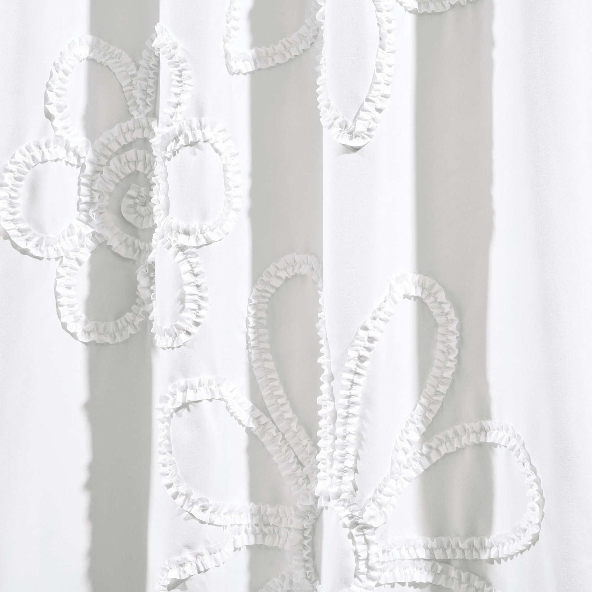 Ruffle Flower Window Curtain Panel Set