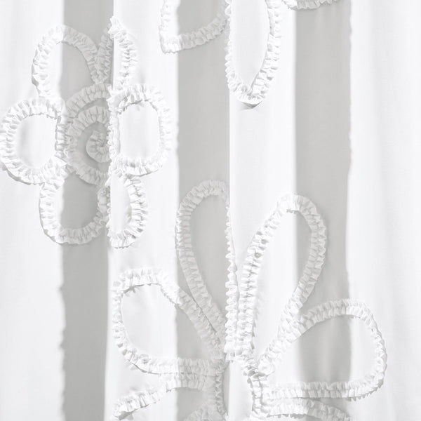 Ruffle Flower Window Curtain Panel Set