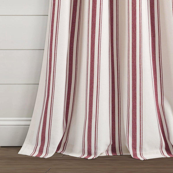 Farmhouse Stripe Yarn Dyed Recycled Cotton Blend Window Curtain Panel Set