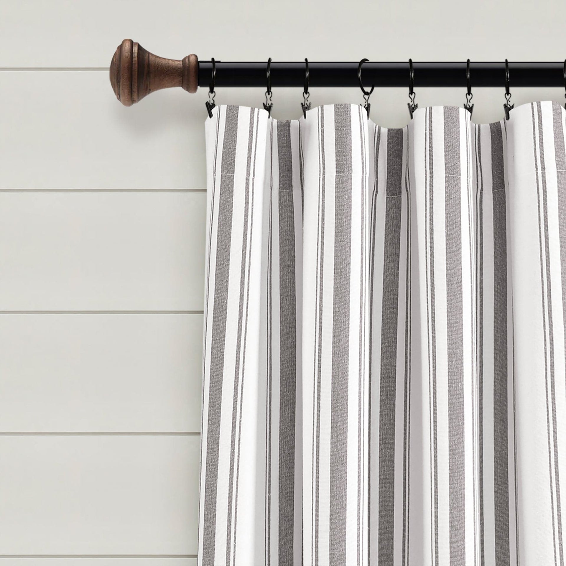 Farmhouse Stripe Yarn Dyed Recycled Cotton Blend Window Curtain Panel Set
