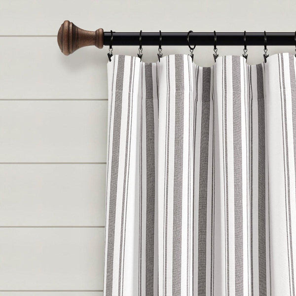 Farmhouse Stripe Yarn Dyed Recycled Cotton Blend Window Curtain Panel Set