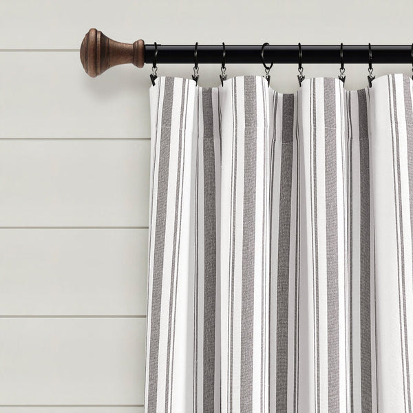 Farmhouse Stripe Yarn Dyed Recycled Cotton Blend Window Curtain Panel Set