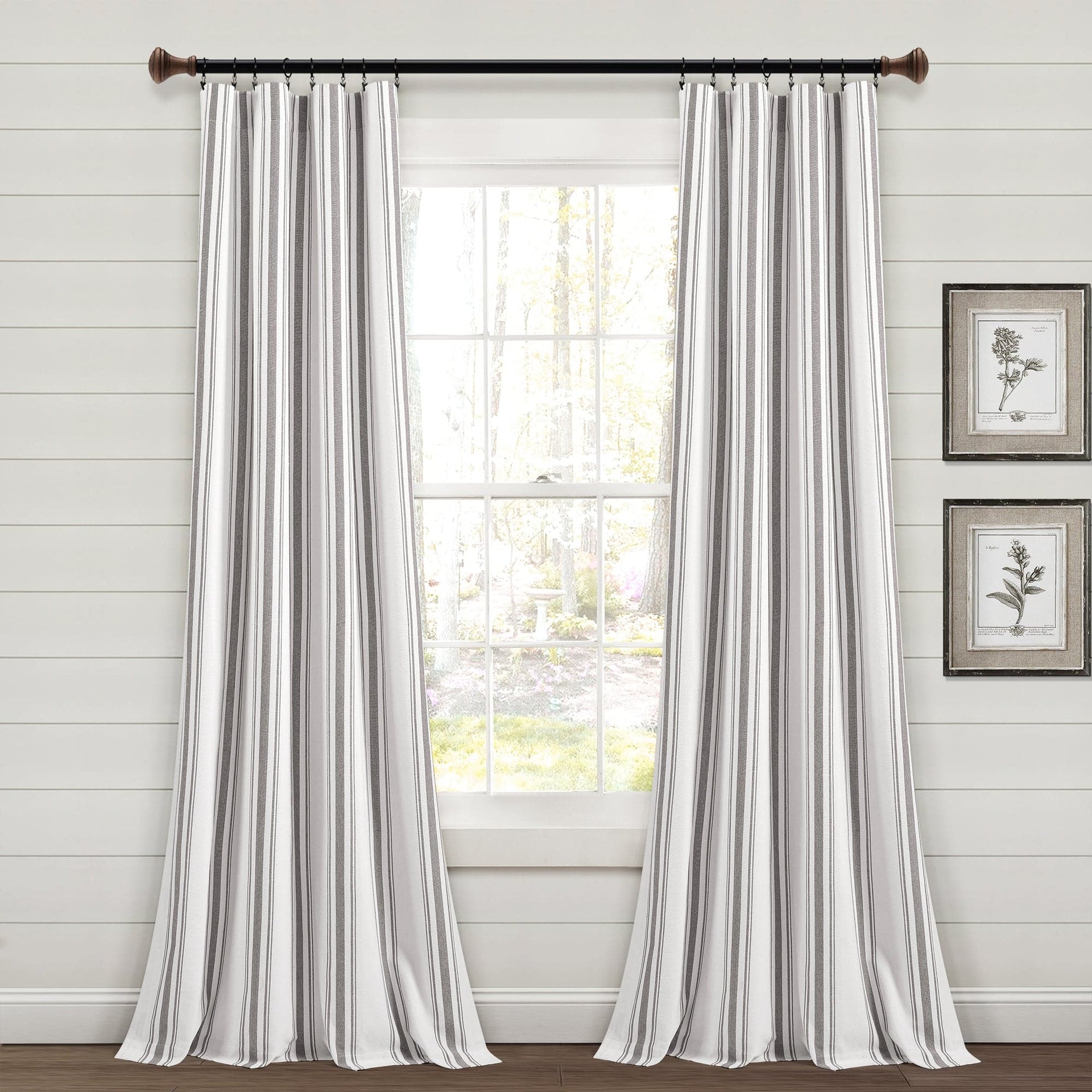 Farmhouse Stripe Yarn Dyed Recycled Cotton Blend Window Curtain Panel Set